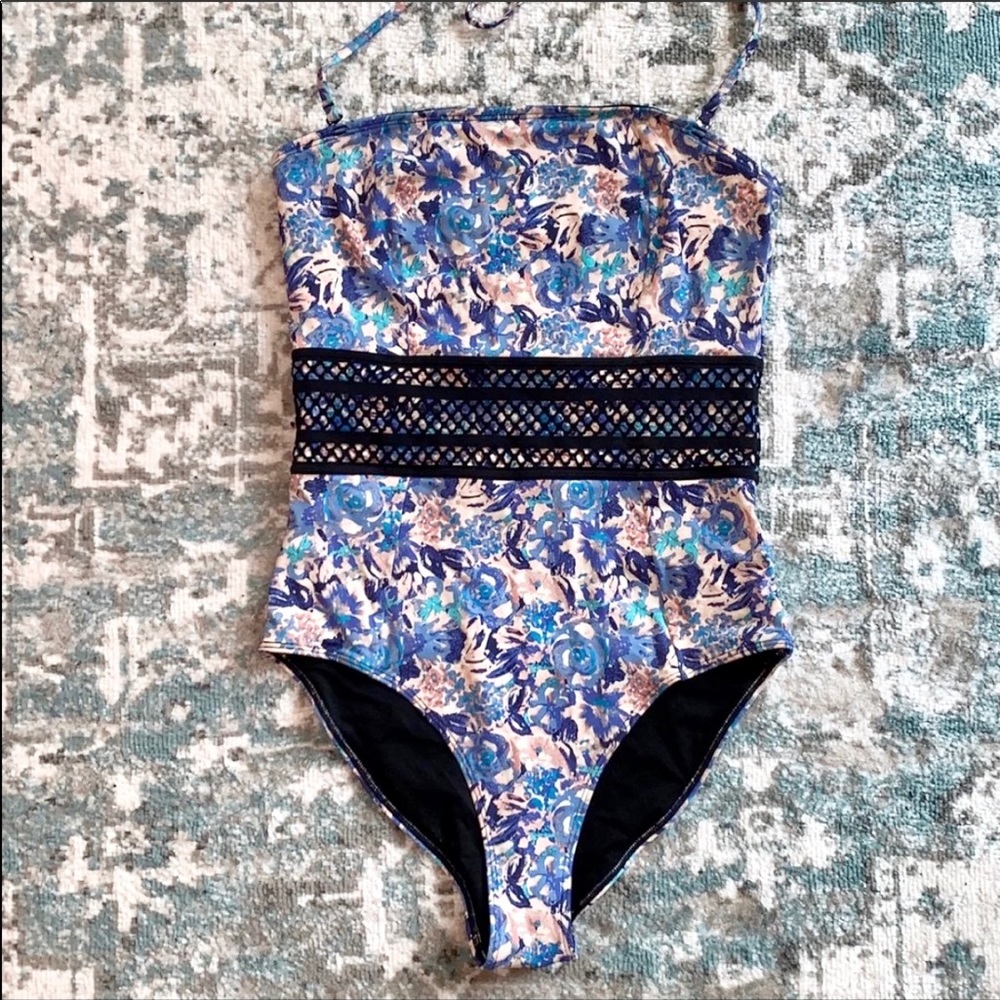 Blue Floral One Piece Swimsuit